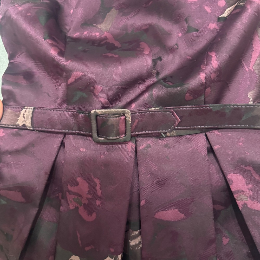 Eliza J Plum Purple Floral Jacquard Beaded Neck Fit and Flare Dress Size 2 - Picture 13 of 14
